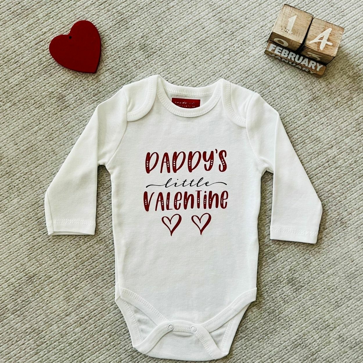 Daddy's Little Valentine - Özel Tasarım Bebek Body/Zıbın Baby Bodysuit