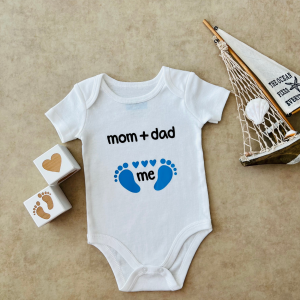 Mom+Dad Me Mavi - Özel Tasarım Bebek Body/Zıbın Baby Bodysuit