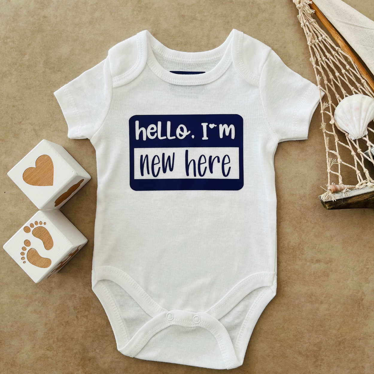 Hello I'm New Here (Mor)  - Özel Tasarım Bebek Body/Zıbın Baby Bodysuit