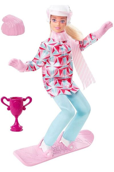 Barbie Snowboard Sporcusu Kasklı Bebek 31 Cm
