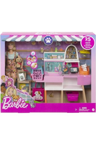 Barbie Bebek ve Evcil Hayvan Dükkanı Oyun Seti  GRG90