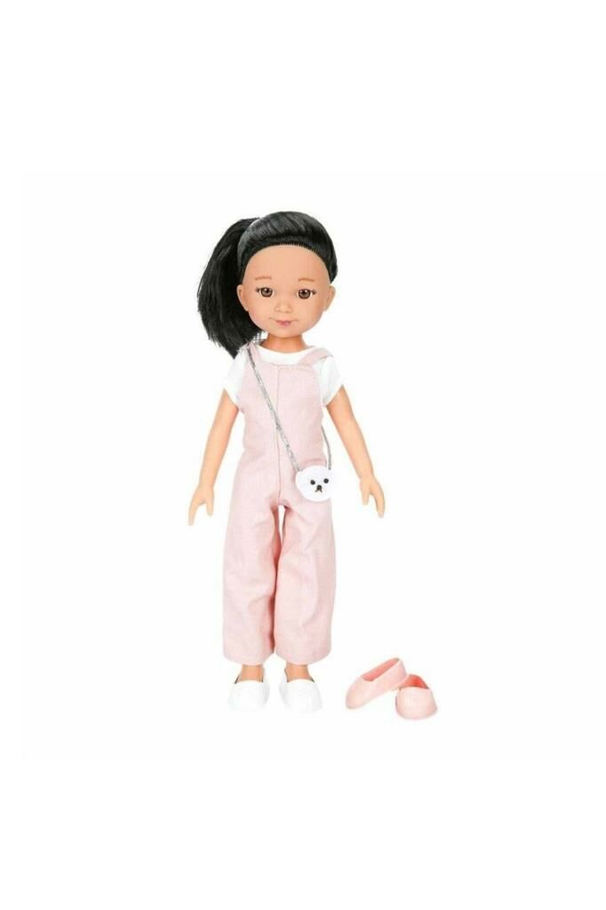Kız Çocuk Büyük Mina Romantik Oyuncak Bebek 35 cm - Tulumlu  Çantalı