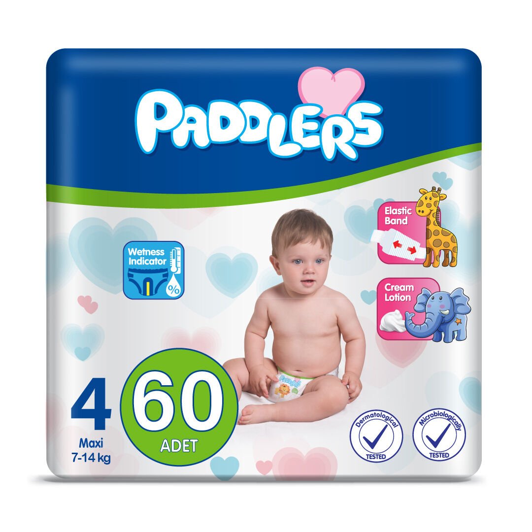 Paddlers Bebek Bezi 4 Numara Maxi 60 Adet (7-14 Kg) Jumbo Paket