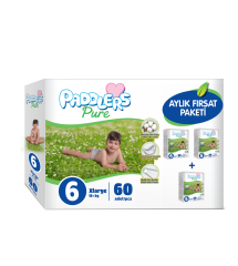 Paddlers Pure Bebek Bezi 5 Numara Junior 72 Adet (11-18 Kg) Aylık Fırsat Paketi