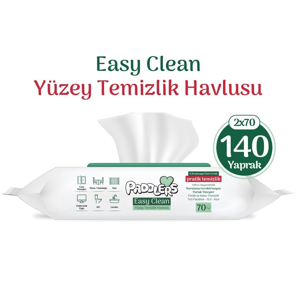 Easy Clean Beyaz Sabun Katkılı Yüzey temizlik Havlusu 2x70 (140 Yaprak)