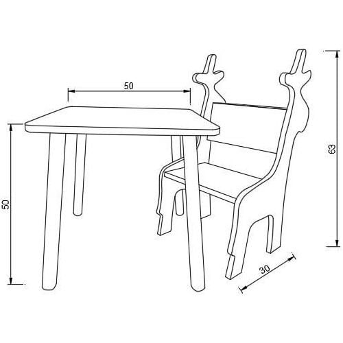 Ahşap Çocuk Oyun Ve Aktivite Masa Sandalye Takımı Geyik