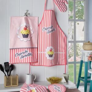 Aryıldız Home Cupcake Önlük-Mutfak Eldiveni+Tukaç+Havlu Set