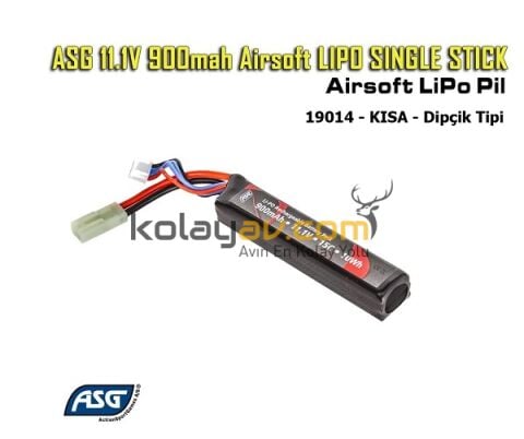 ASG 11.1V 900mah Airsoft Single Lipo Pil (19014)