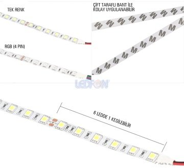 24V 3 Çip Silikonsuz Beyaz Şerit Led