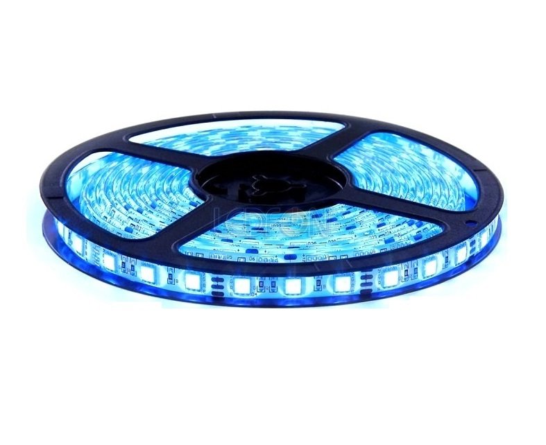 12V 3 Çip Silikonsuz Mavi Şerit Led