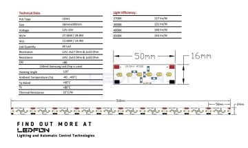 12V 13.68W 60 Led 16mm Samsung Led Bar 50cm