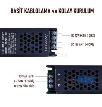12V 20A 240W Slim Kasa Adaptör