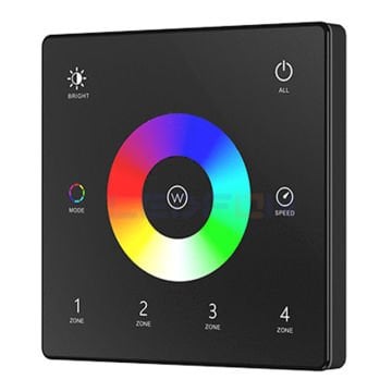 Duvar Tipi Dokunmatik RGB / RGBW Kontrol Ünitesi Siyah 20A