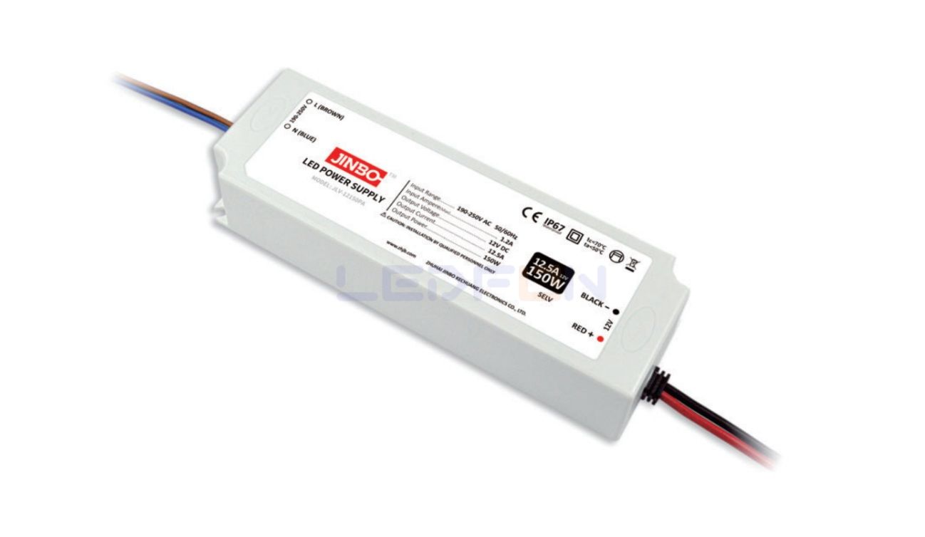 Jinbo 12V 12.5A 150W IP67 Dış Mekan Plastik Kasa Adaptör