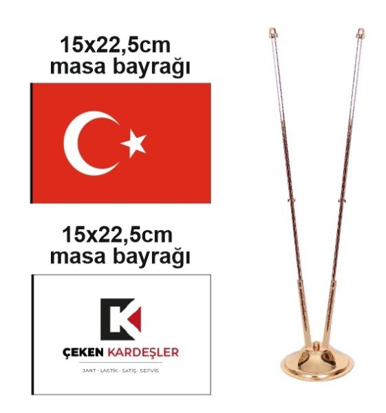 Sümenvadisi 2li Gold Stand Masa Bayrağı