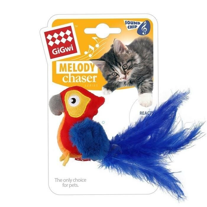 GiGwi Melody Chaser Peluş Makaw Papağan Sesli Kedi Oyuncağı 10cm
