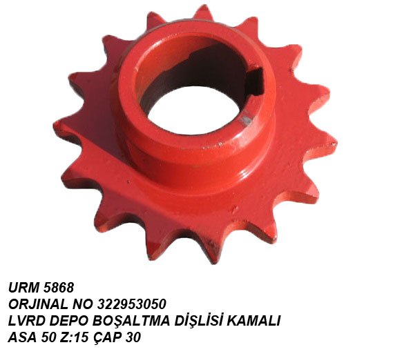 DEPO BOŞALTMA DİŞLİSİ KAMALI ASA50 Z:15 REF NO: LA 322953050