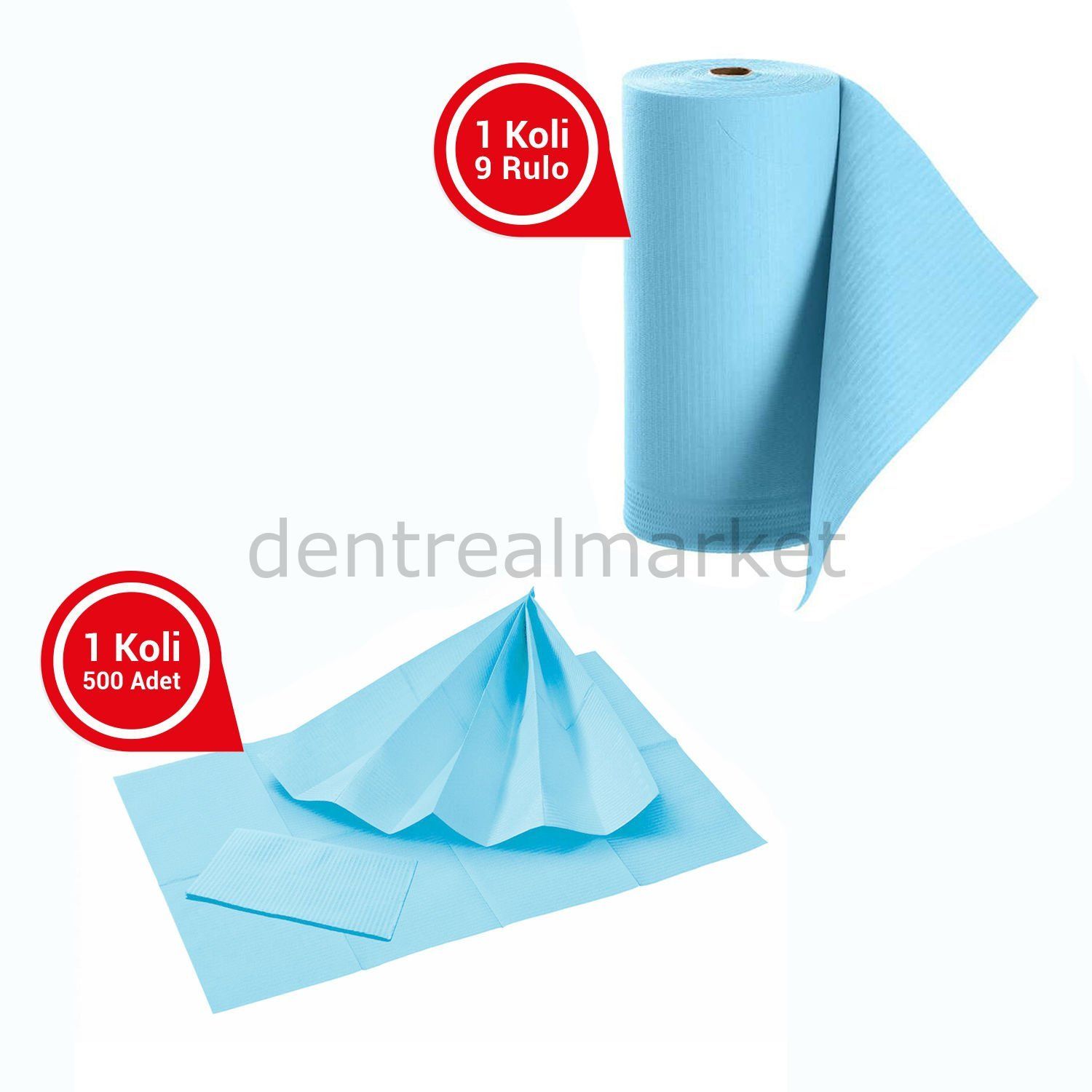 Avrupa Rulo Dişci Hasta Önlüğü ve Tabla Örtüsü Takım - Light Blue