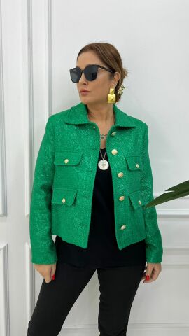 Moli Kadın Yeşil Simli Ceket