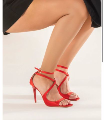 Atalanta Kadın Turuncu Saten Topuklu Ayakkabı