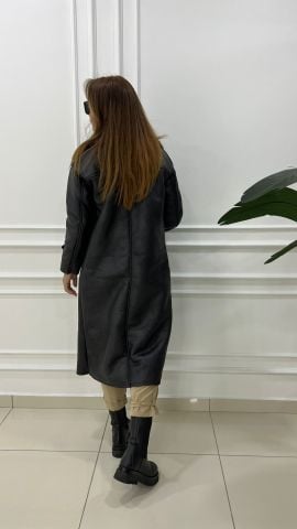 Ruse Kadın Kürklü Siyah Palto