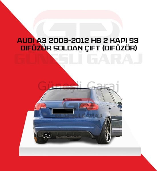 Audi A3 2003-2012 HB 2 Kapı S3 Difüzör Soldan Çift (Plastik)