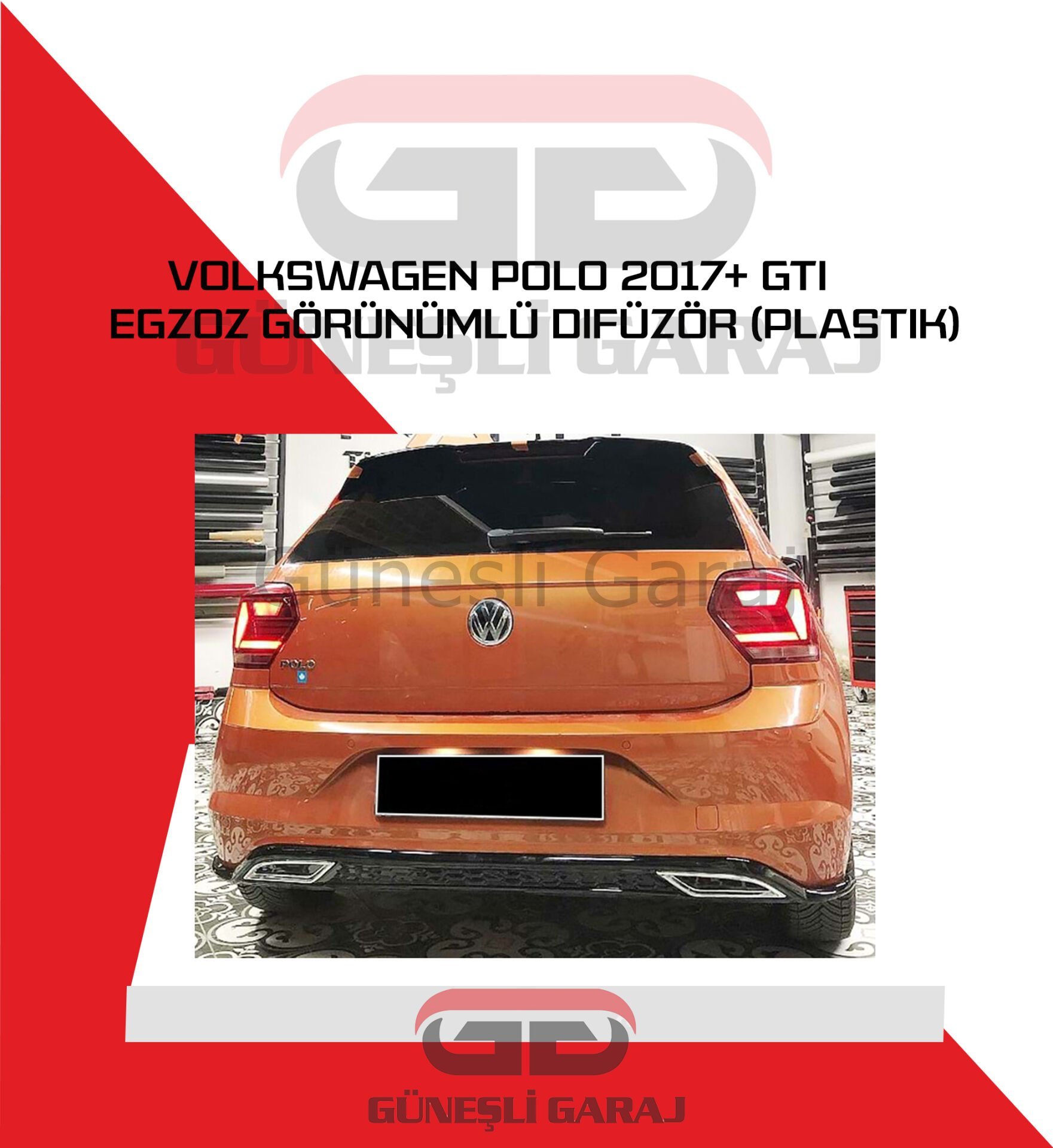 Volkswagen Polo 2017+ GTI Egzoz Görünümlü Difüzör (Plastik)