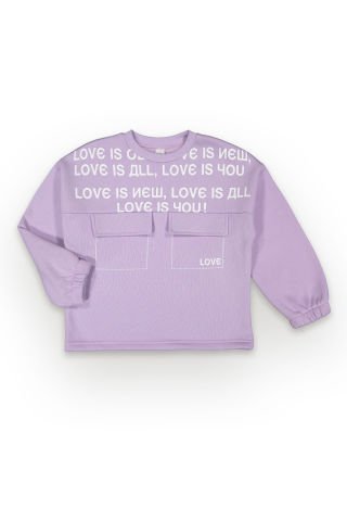 Tuffy Love is Baskılı Kız Çocuk Sweatshirt-6162