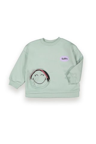 Tuffy Happy Baskılı Kız Çocuk Sweatshirt-6129