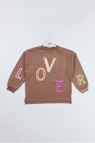 Tuffy Love Baskılı Kız Çocuk Sweatshirt-6160