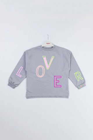 Tuffy Love Baskılı Kız Çocuk Sweatshirt-6160