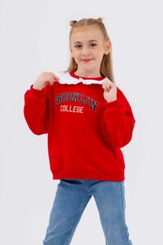Tuffy Brooklyn College Baskılı Kız Çocuk Sweatshirt-6110