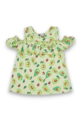 Tuffy Avokado-Çilek Detaylı Kız Çocuk Askılı T-Shirt-9077