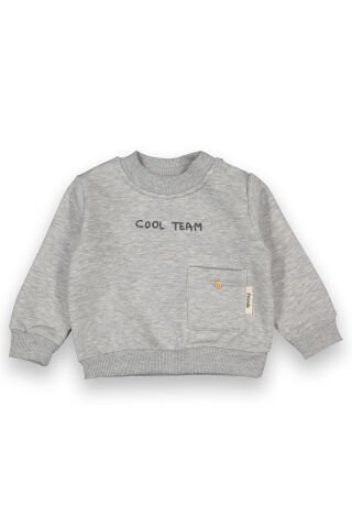 6-18 Ay Erkek Bebek Cool Team Baskılı Cep Detaylı Sweatshirt-217