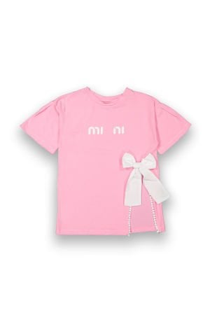 Tuffy Mini baskılı Kurdele Detaylı Kız Çocuk T-Shirt-9111