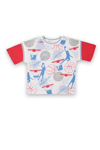 Tuffy Basketball Temalı Renkli Kol Detaylı Erkek Çocuk T-Shirt-8116