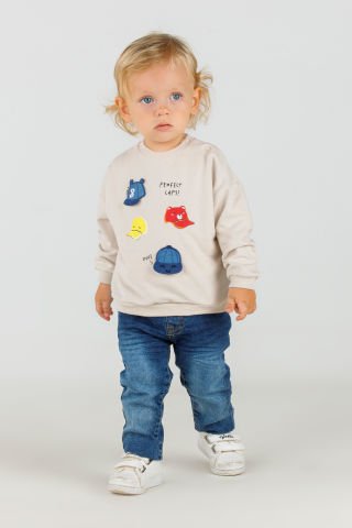 Tuffy Şapka Detayı Erkek Bebek Sweatshirt-7014