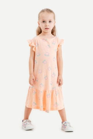 Tuffy Lale Detaylı Kız Çocuk Elbise-1252