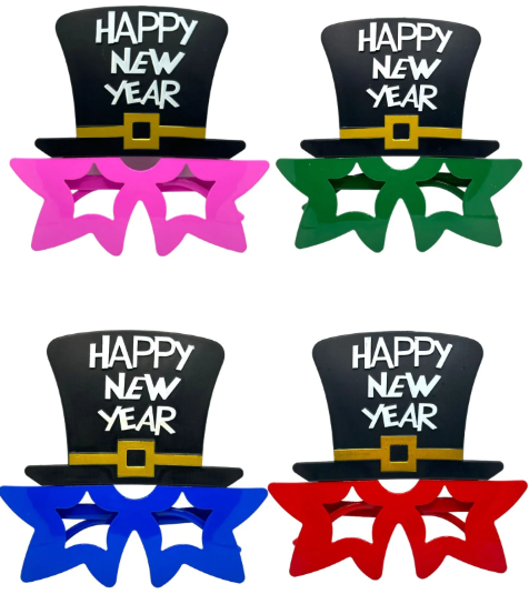 Şapkalı Yıldızlı Happy New Year Gözlük