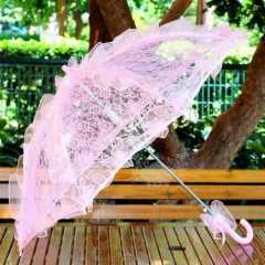 Çiçekli Dantel Gelin Şemsiyesi Pembe
