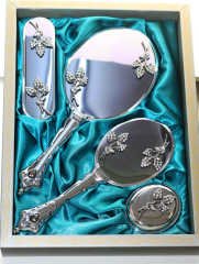 Camomile Üzüm Buketi Ayna Tarak Seti Gümüş