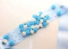Mavi Gelin Kemeri-Mavi Beyaz Çiçekli
