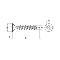 Hafele Havşa Başlı Sunta Vidası 4,0x60mm (200 Adet), Galvaniz