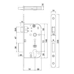 Hafele Çarpma Kapı Kilidi (Makaralı Kilit) Barelli Tip (PC) 20mm Paslanmaz Çelik Renk