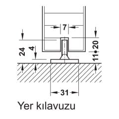 Hafele Slıdo D-Line 11-41 Alt Kılavuz Ray Plastik Siyah 1500Mm