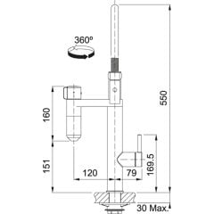 Franke Arıtmalı Batarya Vital Kapsül Filtre Sistemi Spiralli Krom/Gun Metal