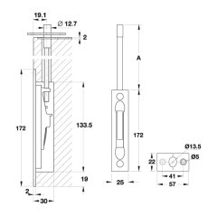 Hafele Bolt 04 Sürgü Mandallı 12,7x172mm, Mat Paslanmaz Çelik Renk