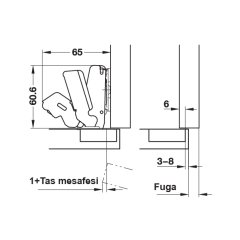 Hafele D. 165º Açılı Menteşe Düz 48/6