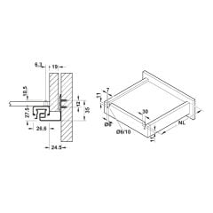 Hafele Gizli Ray Matrix Um A30, Tam Açılım Bas Aç 550mm