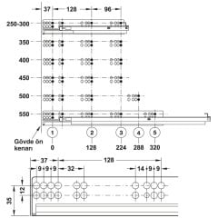 Hafele Gizli Ray Matrix Um A30, Tam Açılım Bas Aç 350mm